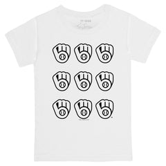 Milwaukee Brewers Tiny Turnip Youth Logo Grid T-Shirt - White T-shirts