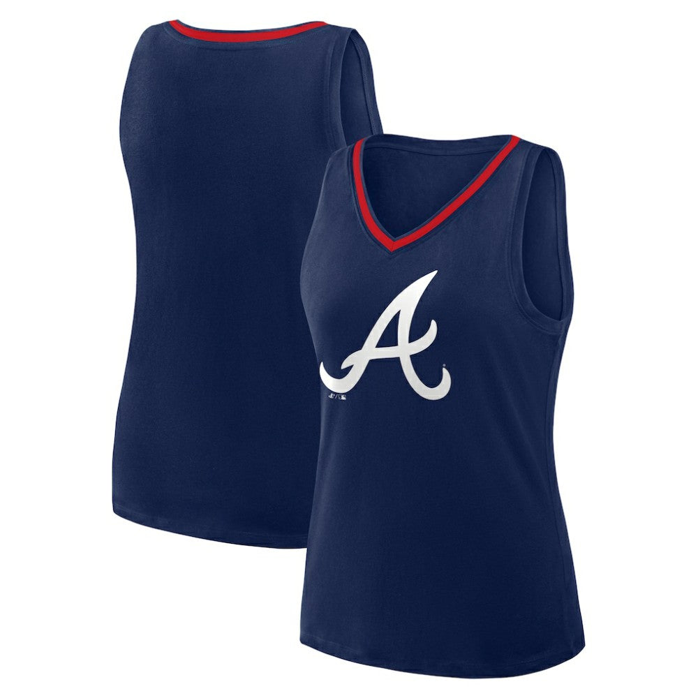 Atlanta Braves Women's Plus Sized Stellar Win V-Neck Tank Top - Navy Tanks