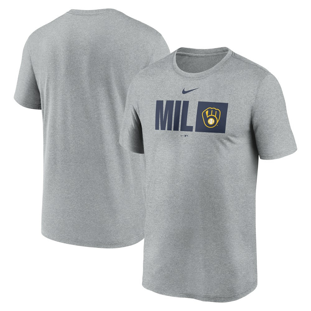 Milwaukee Brewers Nike Tricode Legend Performance T-Shirt - Heather Gray T-shirts