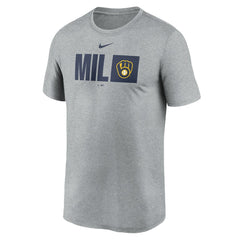 Milwaukee Brewers Nike Tricode Legend Performance T-Shirt - Heather Gray T-shirts