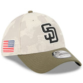 San Diego Padres New Era 2025 Armed Forces Day 39THIRTY Flex Hat - Light Beige/Olive Hats