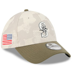 Seattle Mariners New Era 2025 Armed Forces Day 39THIRTY Flex Hat - Light Beige/Olive Hats