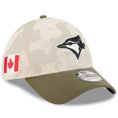 Toronto Blue Jays New Era 2025 Armed Forces Day 39THIRTY Flex Hat - Light Beige/Olive Hats