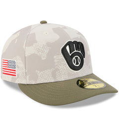 Milwaukee Brewers New Era 2025 Armed Forces Day 59FIFTY Fitted Hat - Light Beige/Olive Hats