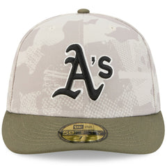Athletics New Era 2025 Armed Forces Day 59FIFTY Fitted Hat - Light Beige/Olive Hats