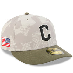 Cleveland Guardians New Era 2025 Armed Forces Day 59FIFTY Fitted Hat - Light Beige/Olive Hats