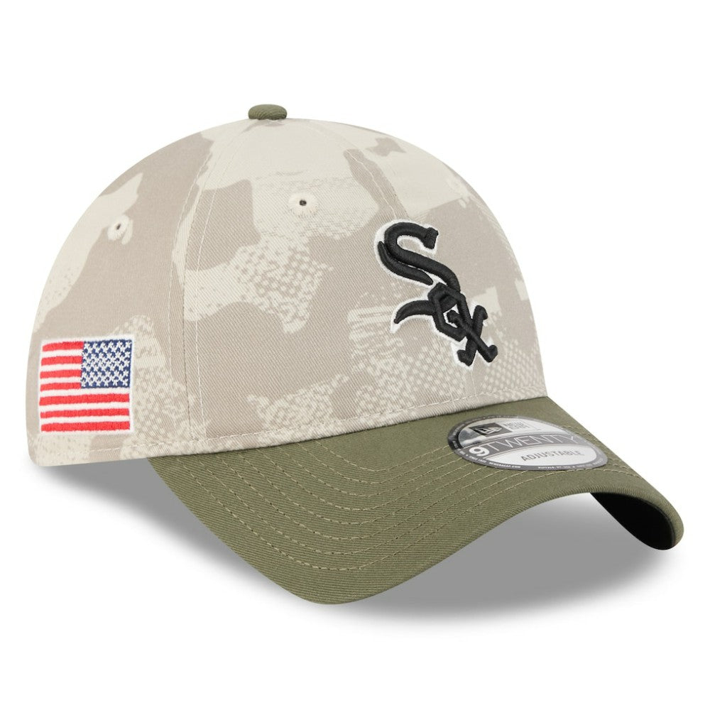 Chicago White Sox New Era 2025 Armed Forces Day 9TWENTY Adjustable Hat - Light Beige/Olive Hats