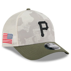 Pittsburgh Pirates New Era 2025 Armed Forces Day 9FORTY M-Crown A-Frame Adjustable Hat - Light Beige/Olive Hats