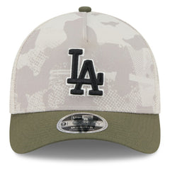 Los Angeles Dodgers New Era 2025 Armed Forces Day 9FORTY M-Crown A-Frame Adjustable Hat - Light Beige/Olive Hats