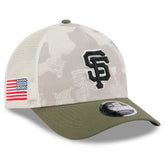San Francisco Giants New Era 2025 Armed Forces Day 9FORTY M-Crown A-Frame Adjustable Hat - Light Beige/Olive Hats