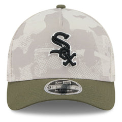Chicago White Sox New Era 2025 Armed Forces Day 9FORTY M-Crown A-Frame Adjustable Hat - Light Beige/Olive Hats