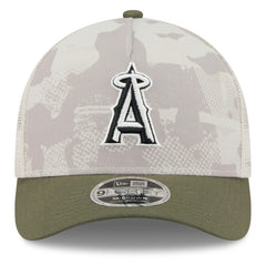 Los Angeles Angels New Era 2025 Armed Forces Day 9FORTY M-Crown A-Frame Adjustable Hat - Light Beige/Olive Hats