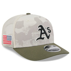 Athletics New Era 2025 Armed Forces Day 9SEVENTY Stretch-Snap Hat - Light Beige/Olive Hats