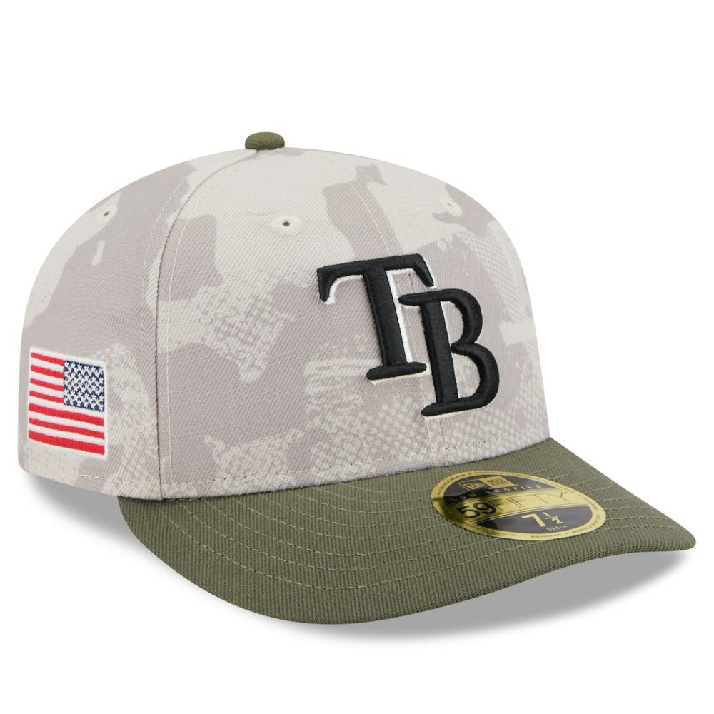 Tampa Bay Rays New Era 2025 Armed Forces Day Low Profile 59FIFTY Fitted Hat - Light Beige/Olive Hats