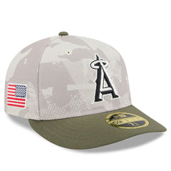 Los Angeles Angels New Era 2025 Armed Forces Day Low Profile 59FIFTY Fitted Hat - Light Beige/Olive Hats