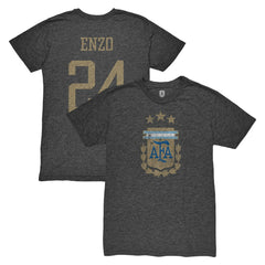 Enzo Fernández Argentina National Team 1863FC Player Vintage Tri-Blend T-Shirt Black