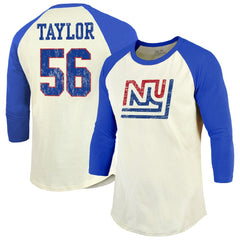 Lawrence Taylor New York Giants Majestic Threads Retired Player Name & Number 3/4 Raglan Sleeve T-Shirt Cream/Red