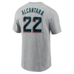 Sandy Alcantara Miami Marlins Nike Fuse Name & Number T-Shirt - Heather Gray T-shirts