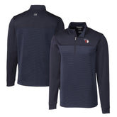 Cleveland Guardians Cutter & Buck Big & Tall Traverse Stretch Eco Stripe DryTec Quarter-Zip Top - Navy Tops