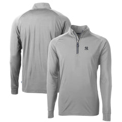 New York Yankees Cutter & Buck Big & Tall Adapt Eco Knit Stretch Recycled Quarter-Zip Pullover Top - Gray Pullover