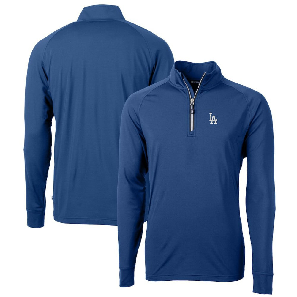 Los Angeles Dodgers Cutter & Buck Big & Tall Adapt Eco Knit Stretch Recycled Quarter-Zip Pullover Top - Blue Pullover