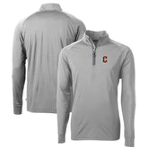 Cleveland Guardians Cutter & Buck Big & Tall Adapt Eco Knit Stretch Recycled Raglan DryTec Quarter-Zip Top - Gray Tops