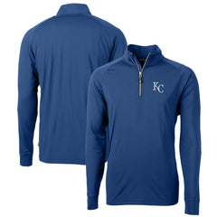 Kansas City Royals Cutter & Buck Big & Tall Adapt Eco Knit Stretch Recycled Quarter-Zip Pullover Top - Blue Pullover