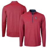 St. Louis Cardinals Cutter & Buck Big & Tall Virtue Eco Pique Micro Stripe Quarter-Zip Jacket - Red Jackets