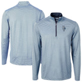 Kansas City Royals Cutter & Buck Virtue Eco Pique Micro Stripe Recycled Quarter-Zip Pullover Top - Light Blue Pullover