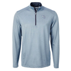 Tampa Bay Rays Cutter & Buck Virtue Eco Pique Micro Stripe Recycled Quarter-Zip Pullover Top - Light Blue Pullover