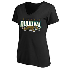 Jacksonville Jaguars Women's Plus Size Retro Duval V-Neck T-Shirt Black