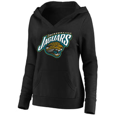 Jacksonville Jaguars Women's Classic Logo V-Neck Pullover Hoodie Black