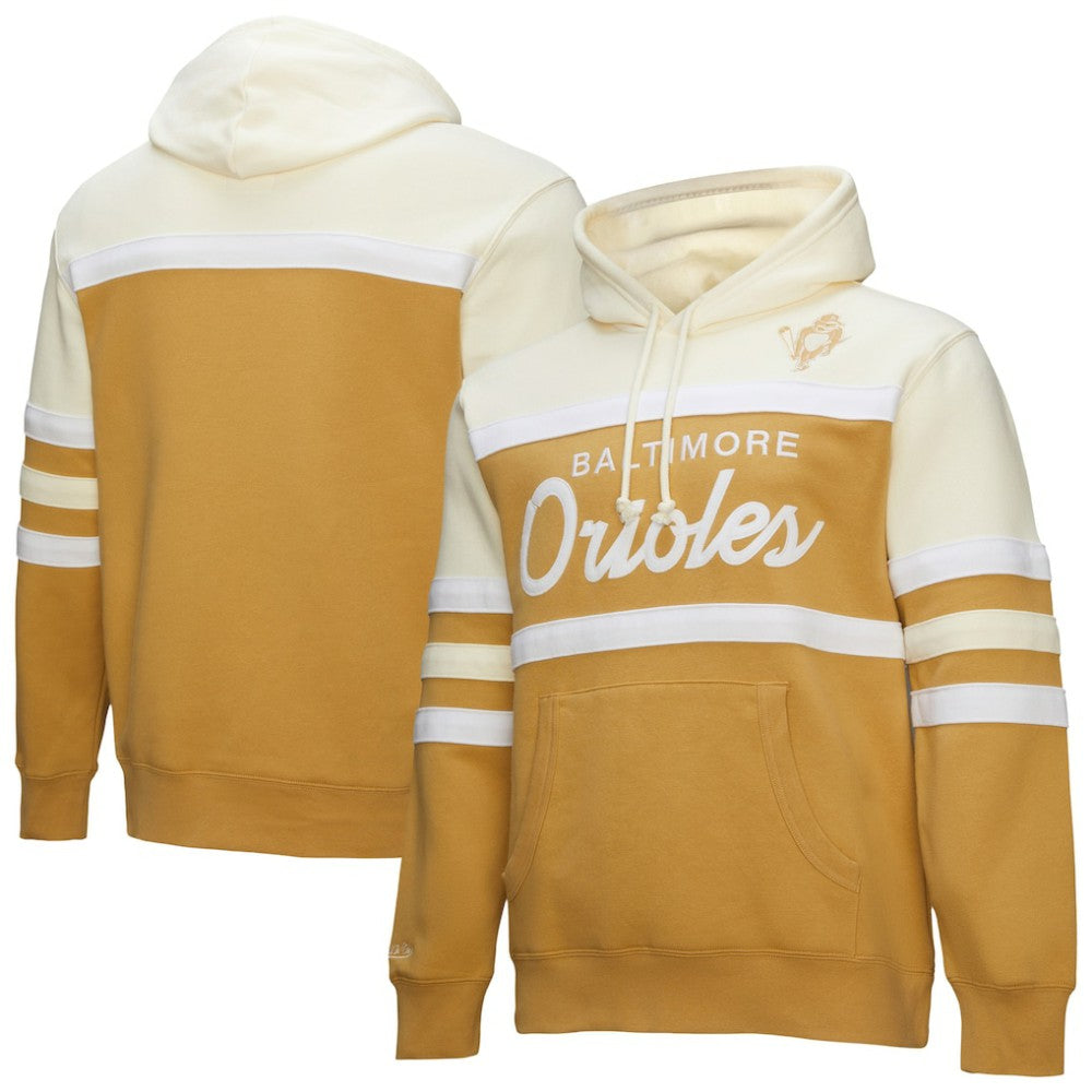 Baltimore Orioles Mitchell & Ness Head Coach Pullover Hoodie - Tan/Cream Hoodies