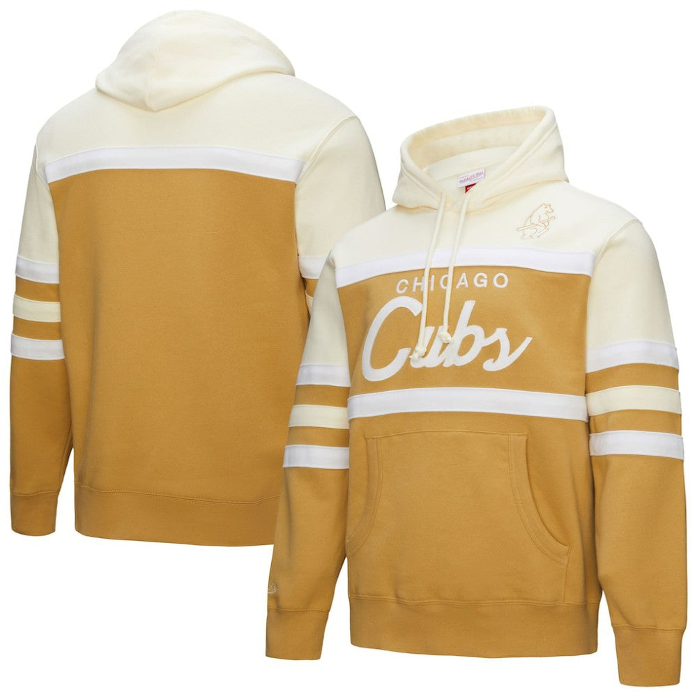 Chicago Cubs Mitchell & Ness Head Coach Pullover Hoodie - Tan/Cream Hoodies