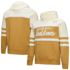 New York Yankees Mitchell & Ness Head Coach Pullover Hoodie - Tan/Cream Hoodies
