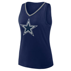 Dallas Cowboys Logo Athletic Women's Stellar Win V-Neck Tank Top Navy
