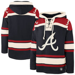 Atlanta Braves '47 Superior Lacer Pullover Hoodie - Navy Hoodies