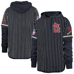 St. Louis Cardinals '47 Pinstripe Double Header Pullover Hoodie - Navy Hoodies