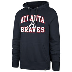 Atlanta Braves '47 Velocity Headline Pullover Hoodie - Navy Hoodies