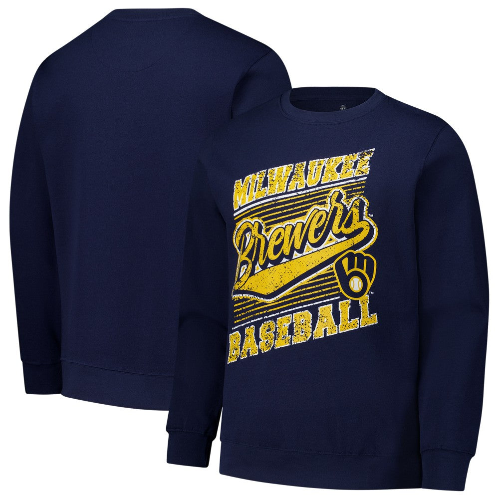 Milwaukee Brewers Stitches Lightweight Crew Sweatshirt - Navy Sweatshirts