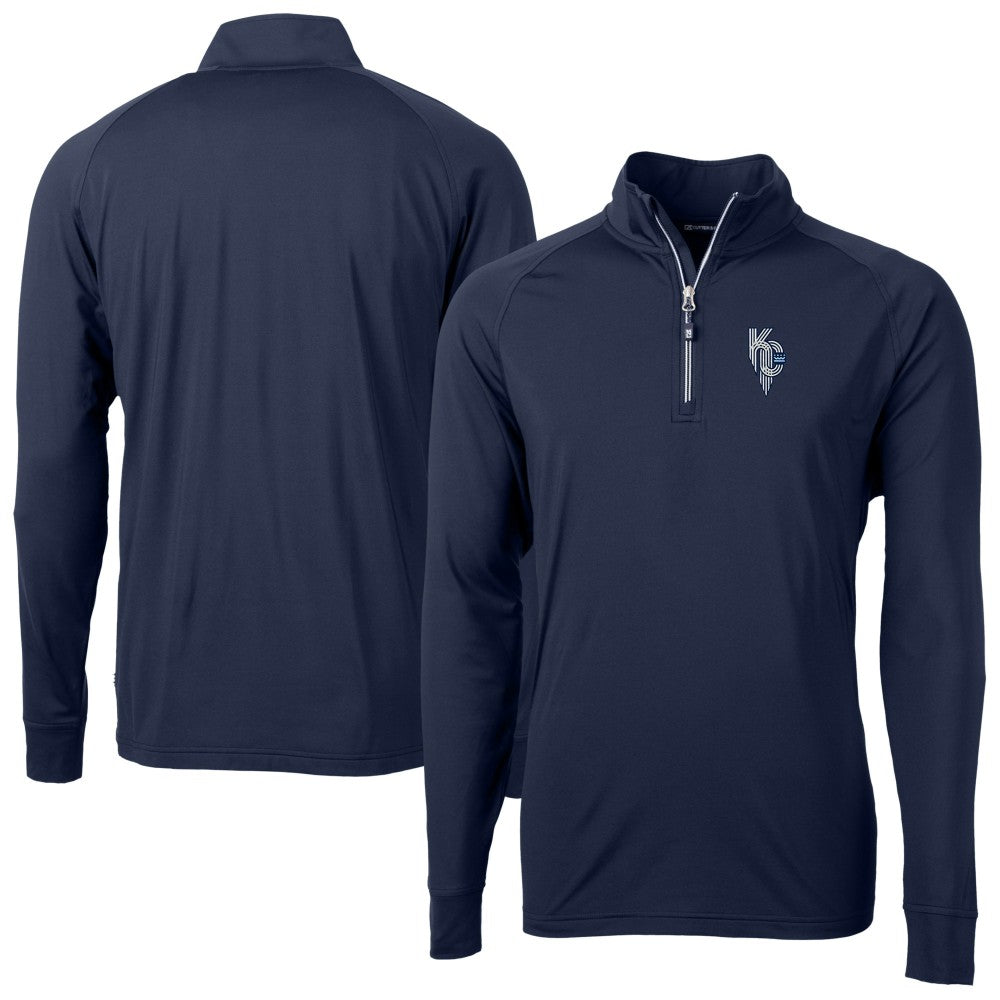 Kansas City Royals Cutter & Buck Adapt Eco Knit Stretch Recycled Quarter-Zip Pullover Top - Navy Pullover