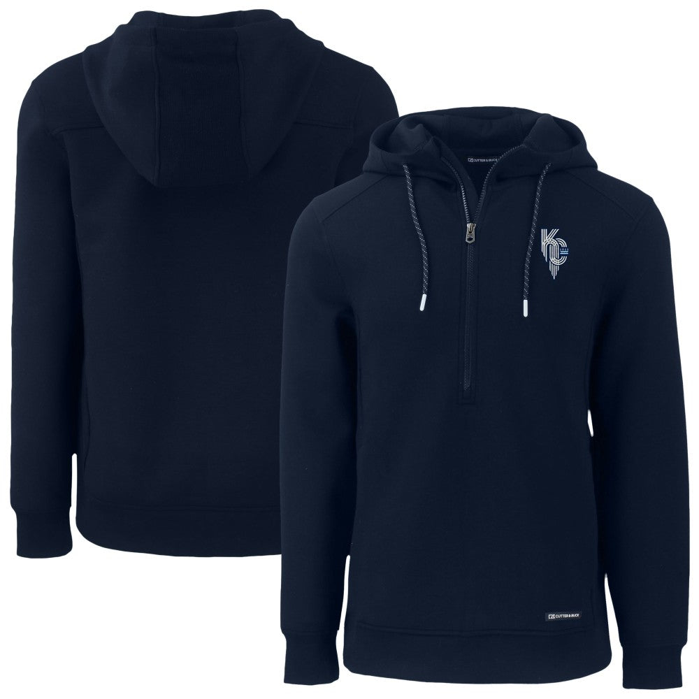 Kansas City Royals Cutter & Buck Roam Eco Recycled Half-Zip Pullover Hoodie - Navy Hoodies