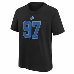 Aidan Hutchinson Detroit Lions Player Name & Number T-Shirt Black