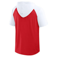 NHL Detroit Red Wings Logo Athletic Prime Raglan Short Sleeve Pullover Hoodie - Red