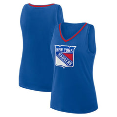 NHL New York Rangers Logo Athletic Women's Stellar Win V-Neck Tank Top - Blue
