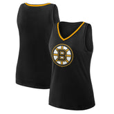 NHL Boston Bruins Logo Athletic Women's Stellar Win V-Neck Tank Top - Black