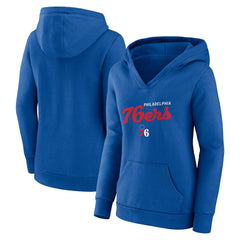 Philadelphia 76ers Logo Athletic Women's Triumphant V-Neck Pullover Hoodie Royal