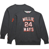 Willie Mays San Francisco Giants Mitchell & Ness Legends Collection Vintage Logo Name & Number Fleece Pullover Sweatshirt - Heather Charcoal Pullover
