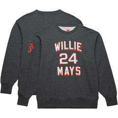 Willie Mays San Francisco Giants Mitchell & Ness Legends Collection Vintage Logo Name & Number Fleece Pullover Sweatshirt - Heather Charcoal Pullover