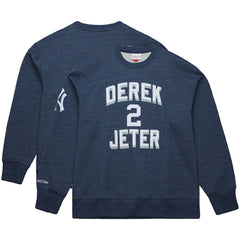 Derek Jeter New York Yankees Mitchell & Ness Legends Collection Vintage Logo Fleece Name & Number Pullover Sweatshirt - Heather Navy Pullover